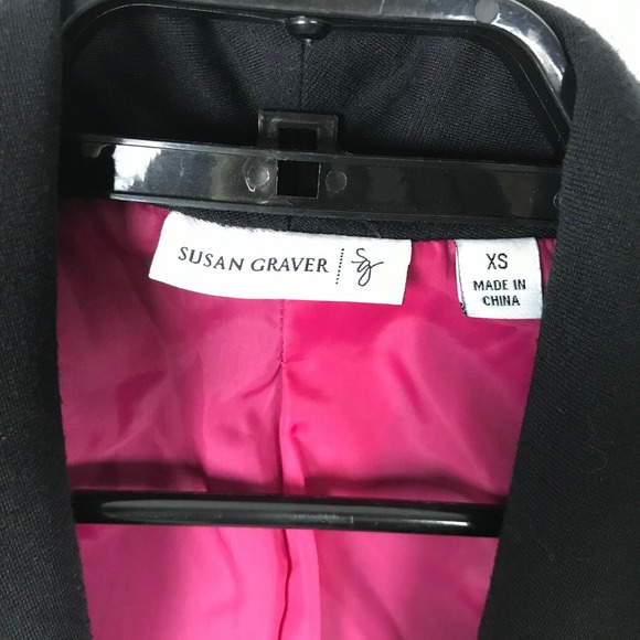 Susan Graver Black Blazer Womens Size XS Soft Button Front Pockets Career Work - Picture 5 of 6